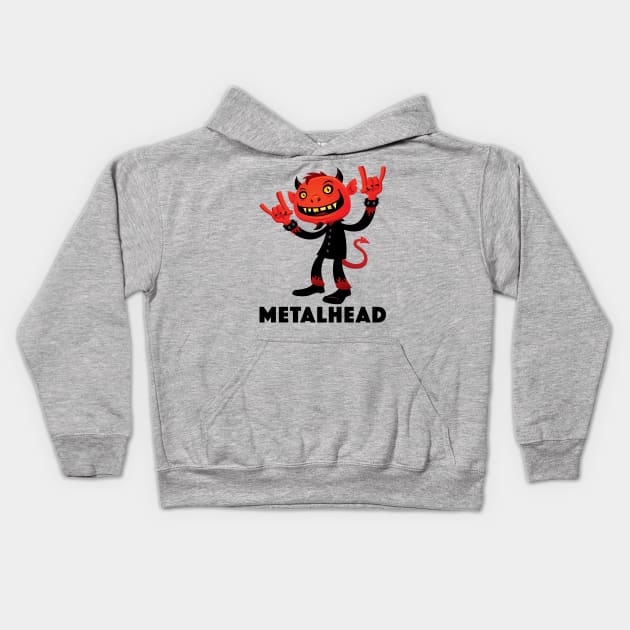 Heavy Metal Devil Metalhead Kids Hoodie by fizzgig